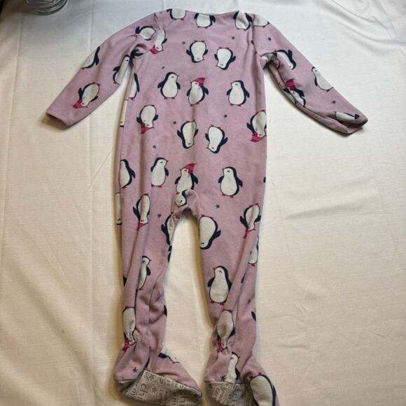 Child of Mine By Carter's Winter Penguin Pink Footie Pajamas Size 2T - Picture 2 of 5